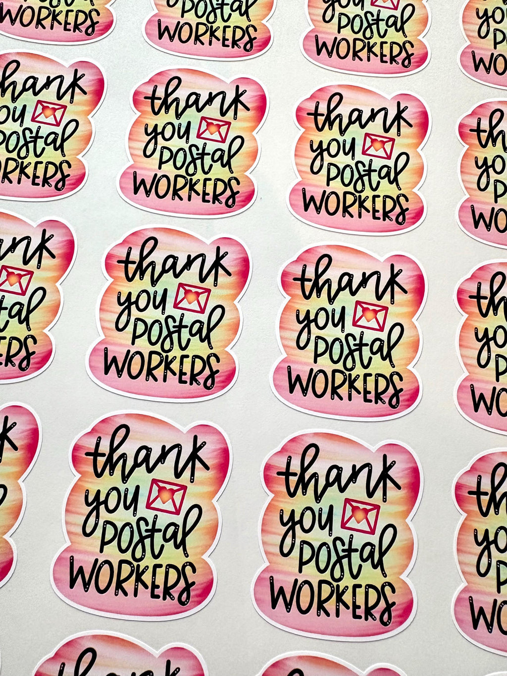 Thank You Postal Workers - Yellow Pink