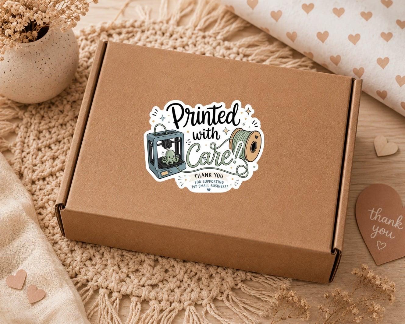 Printed With Care | 3D Printer Sticker